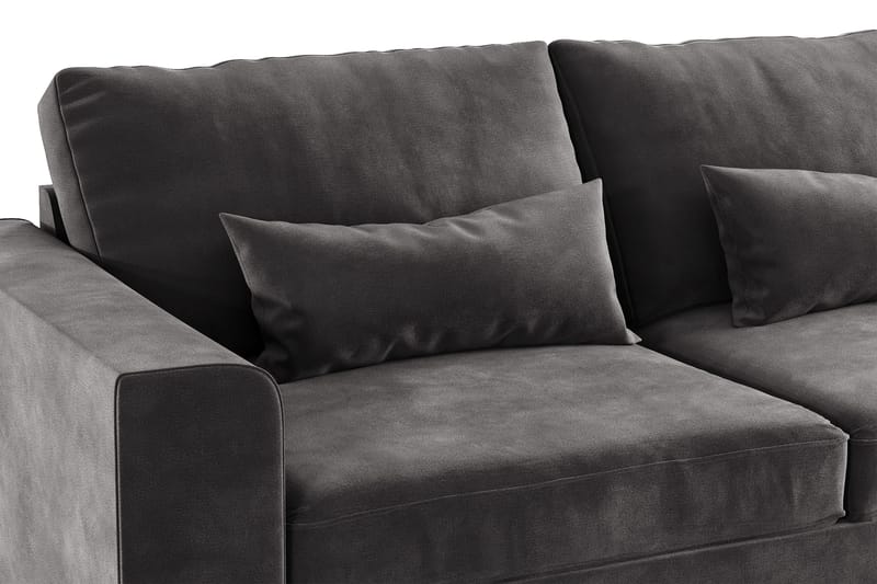 Copenhagen 4-sits Högervänd L-formad Divansoffa i Sammet - Mörkgrå - Products - Möbler - Soffa - Divansoffa & schäslongsoffa - 4 sits soffa med divan