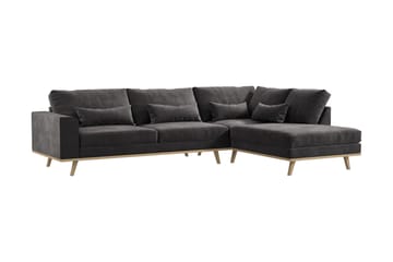 Copenhagen 4-sits Högervänd L-formad Divansoffa i Sammet - Mörkgrå - Products - Möbler - Soffa - Divansoffa & schäslongsoffa - 4 sits soffa med divan