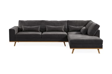 Copenhagen 4-sits Högervänd L-formad Divansoffa i Sammet - Mörkgrå - Products - Möbler - Soffa - Divansoffa & schäslongsoffa - 4 sits soffa med divan