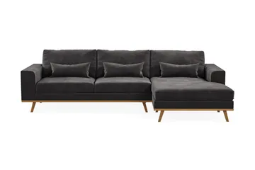 Copenhagen 4-sits Högervänd L-formad Divansoffa i Sammet - Mörkgrå - Products - Möbler - Soffa - Divansoffa & schäslongsoffa - 4 sits soffa med divan
