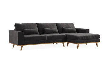 Copenhagen 4-sits Högervänd L-formad Divansoffa i Sammet - Mörkgrå - Products - Möbler - Soffa - Divansoffa & schäslongsoffa - 4 sits soffa med divan