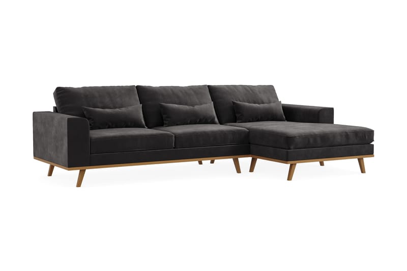 Copenhagen 4-sits Högervänd L-formad Divansoffa i Sammet - Mörkgrå - Products - Möbler - Soffa - Divansoffa & schäslongsoffa - 4 sits soffa med divan