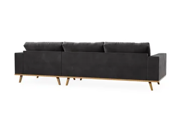 Copenhagen 4-sits Högervänd L-formad Divansoffa i Sammet - Mörkgrå - Products - Möbler - Soffa - Divansoffa & schäslongsoffa - 4 sits soffa med divan