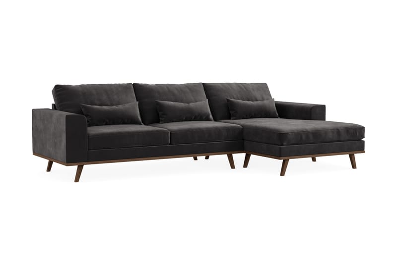 Copenhagen 4-sits Högervänd L-formad Divansoffa i Sammet - Mörkgrå - Products - Möbler - Soffa - Divansoffa & schäslongsoffa - 4 sits soffa med divan
