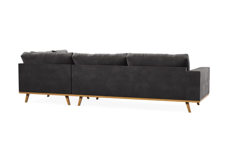 Copenhagen 4-sits Högervänd L-formad Divansoffa i Sammet - Mörkgrå - Products - Möbler - Soffa - Divansoffa & schäslongsoffa - 4 sits soffa med divan