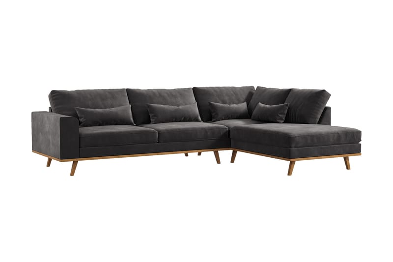 Copenhagen 4-sits Högervänd L-formad Divansoffa i Sammet - Mörkgrå - Products - Möbler - Soffa - Divansoffa & schäslongsoffa - 4 sits soffa med divan