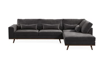 Copenhagen 4-sits Högervänd L-formad Divansoffa i Sammet - Mörkgrå - Products - Möbler - Soffa - Divansoffa & schäslongsoffa - 4 sits soffa med divan