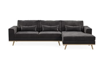 Copenhagen 4-sits Högervänd L-formad Divansoffa i Sammet - Mörkgrå - Products - Möbler - Soffa - Divansoffa & schäslongsoffa - 4 sits soffa med divan