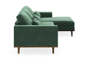 Copenhagen 4-sits Högervänd L-formad Divansoffa i Sammet - Mörkgrön - Products - Möbler - Soffa - Divansoffa & schäslongsoffa - 4 sits soffa med divan