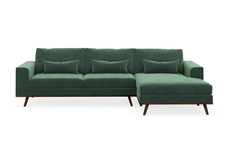 Copenhagen 4-sits Högervänd L-formad Divansoffa i Sammet - Mörkgrön - Products - Möbler - Soffa - Divansoffa & schäslongsoffa - 4 sits soffa med divan