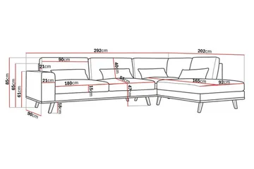 Copenhagen 4-sits Högervänd L-formad Divansoffa i Tyg - Brun - Products - Möbler - Soffa - Divansoffa & schäslongsoffa - 4 sits soffa med divan