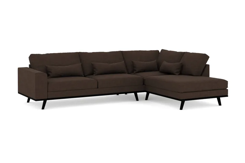 Copenhagen 4-sits Högervänd L-formad Divansoffa i Tyg - Brun - Products - Möbler - Soffa - Divansoffa & schäslongsoffa - 4 sits soffa med divan