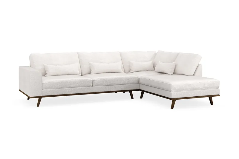 Copenhagen 4-sits Högervänd L-formad Schäslongsoffa i Bouclé - Vit - Products - Möbler - Soffa - Divansoffa & schäslongsoffa - 4 sits soffa med divan