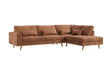 Copenhagen 4-sits Högervänd L-formad Schäslongsoffa i Konstläder - Brun - Products - Möbler - Soffa - Divansoffa & schäslongsoffa - 4 sits soffa med divan