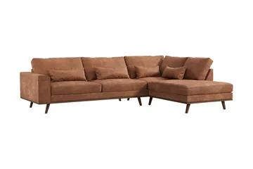 Copenhagen 4-sits Högervänd L-formad Schäslongsoffa i Konstläder - Brun - Products - Möbler - Soffa - Divansoffa & schäslongsoffa - 4 sits soffa med divan