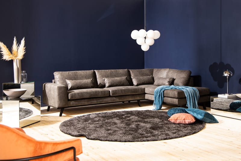 Copenhagen 4-sits Högervänd L-formad Schäslongsoffa i Konstläder - Mörkgrå - Products - Möbler - Soffa - Divansoffa & schäslongsoffa - 4 sits soffa med divan