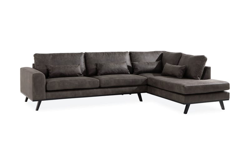 Copenhagen 4-sits Högervänd L-formad Schäslongsoffa i Konstläder - Mörkgrå - Products - Möbler - Soffa - Divansoffa & schäslongsoffa - 4 sits soffa med divan