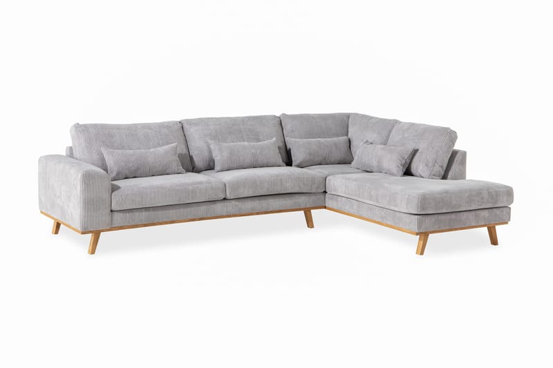 Copenhagen 4-sits Högervänd L-formad Schäslongsoffa i Manchester - Ljusgrå - Products - Möbler - Soffa - Divansoffa & schäslongsoffa - 4 sits soffa med divan