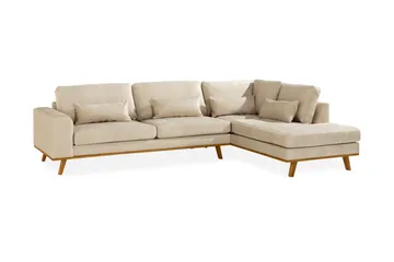 Copenhagen 4-sits Högervänd L-formad Schäslongsoffa i Sammet - Beige - Products - Möbler - Soffa - Divansoffa & schäslongsoffa - 4 sits soffa med divan