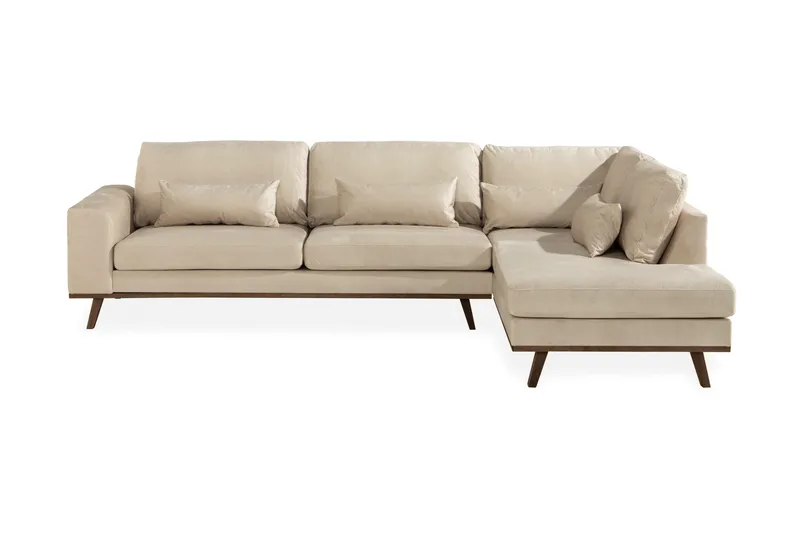 Copenhagen 4-sits Högervänd L-formad Schäslongsoffa i Sammet - Beige - Products - Möbler - Soffa - Divansoffa & schäslongsoffa - 4 sits soffa med divan