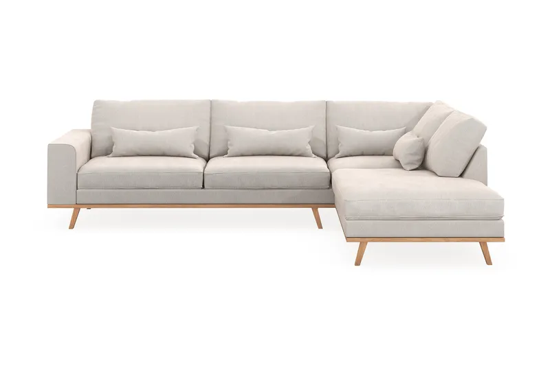 Copenhagen 4-sits Högervänd L-formad Schäslongsoffa i Sammet - Krämvit - Products - Möbler - Soffa - Divansoffa & schäslongsoffa - 4 sits soffa med divan