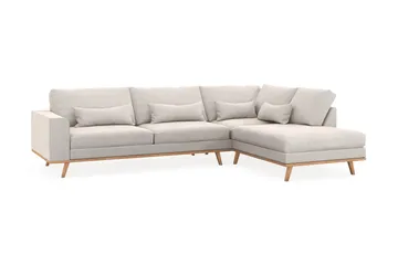 Copenhagen 4-sits Högervänd L-formad Schäslongsoffa i Sammet - Krämvit - Products - Möbler - Soffa - Divansoffa & schäslongsoffa - 4 sits soffa med divan