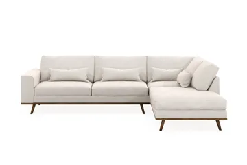 Copenhagen 4-sits Högervänd L-formad Schäslongsoffa i Sammet - Krämvit - Products - Möbler - Soffa - Divansoffa & schäslongsoffa - 4 sits soffa med divan