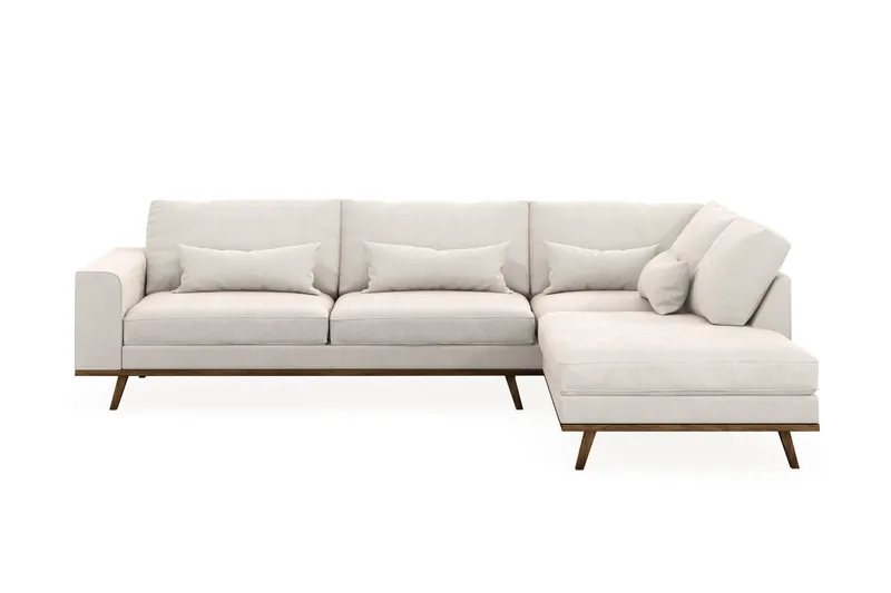 Copenhagen 4-sits Högervänd L-formad Schäslongsoffa i Sammet - Krämvit - Products - Möbler - Soffa - Divansoffa & schäslongsoffa - 4 sits soffa med divan