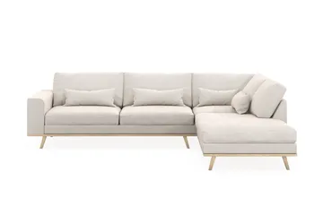 Copenhagen 4-sits Högervänd L-formad Schäslongsoffa i Sammet - Krämvit - Products - Möbler - Soffa - Divansoffa & schäslongsoffa - 4 sits soffa med divan