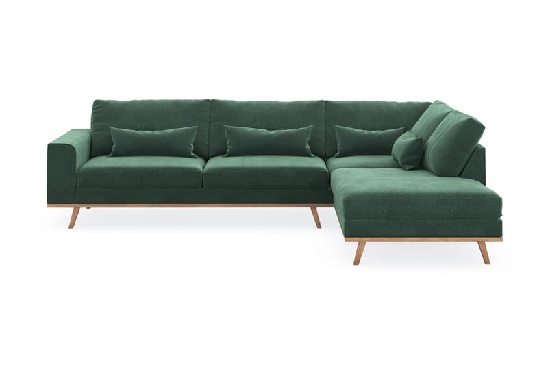 Copenhagen 4-sits Högervänd L-formad Schäslongsoffa i Sammet - Mörkgrön - Products - Möbler - Soffa - Divansoffa & schäslongsoffa - 4 sits soffa med divan