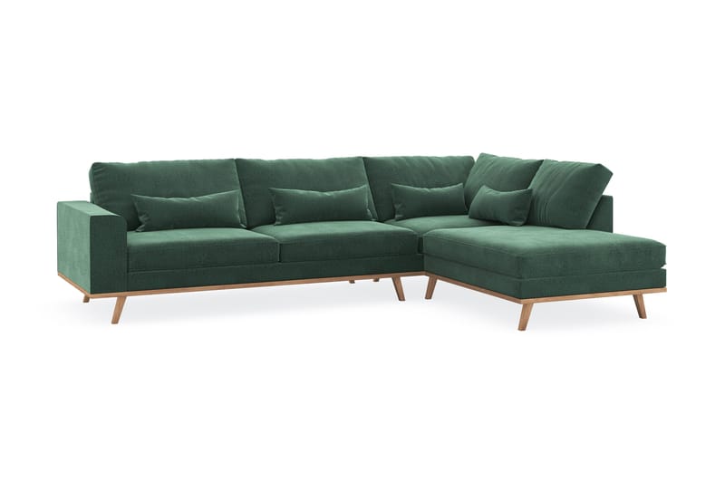 Copenhagen 4-sits Högervänd L-formad Schäslongsoffa i Sammet - Mörkgrön - Products - Möbler - Soffa - Divansoffa & schäslongsoffa - 4 sits soffa med divan