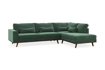 Copenhagen 4-sits Högervänd L-formad Schäslongsoffa i Sammet - Mörkgrön - Products - Möbler - Soffa - Divansoffa & schäslongsoffa - 4 sits soffa med divan