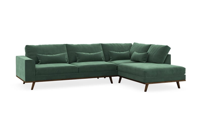 Copenhagen 4-sits Högervänd L-formad Schäslongsoffa i Sammet - Mörkgrön - Products - Möbler - Soffa - Divansoffa & schäslongsoffa - 4 sits soffa med divan