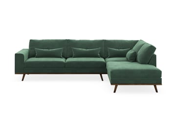 Copenhagen 4-sits Högervänd L-formad Schäslongsoffa i Sammet - Mörkgrön - Products - Möbler - Soffa - Divansoffa & schäslongsoffa - 4 sits soffa med divan