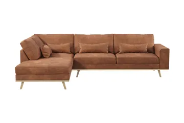 Copenhagen 4-sits Vänstervänd L-formad Divansoffa i Konstläder - Brun - Products - Möbler - Soffa - Divansoffa & schäslongsoffa - 4 sits soffa med divan