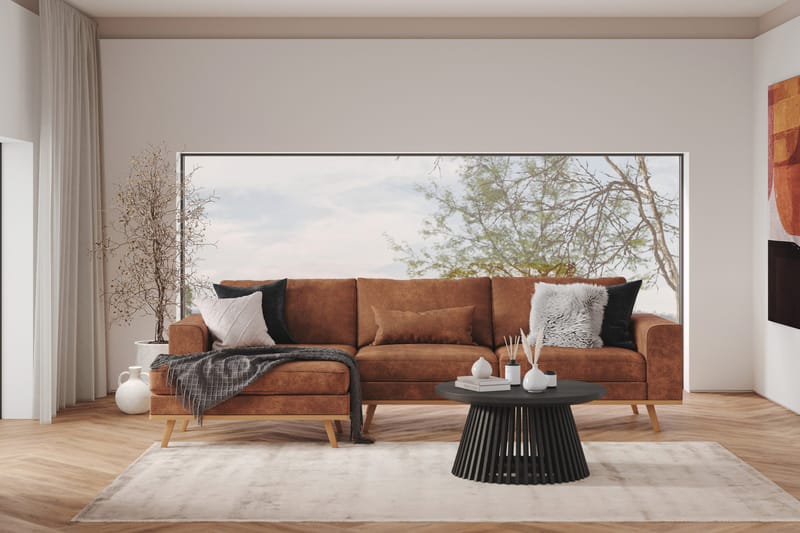 Copenhagen 4-sits Vänstervänd L-formad Divansoffa i Konstläder - Brun - Products - Möbler - Soffa - Divansoffa & schäslongsoffa - 4 sits soffa med divan