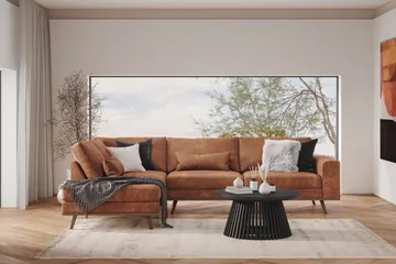 Copenhagen 4-sits Vänstervänd L-formad Divansoffa i Konstläder - Brun - Products - Möbler - Soffa - Divansoffa & schäslongsoffa - 4 sits soffa med divan