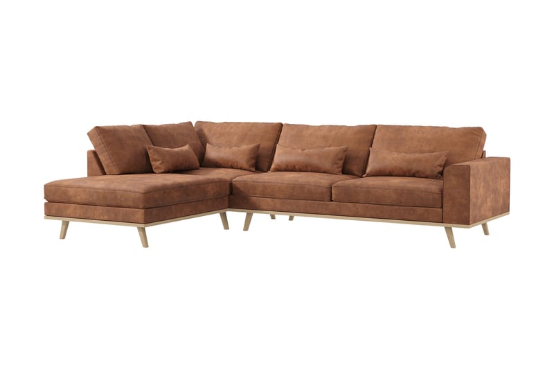 Copenhagen 4-sits Vänstervänd L-formad Divansoffa i Konstläder - Brun - Products - Möbler - Soffa - Divansoffa & schäslongsoffa - 4 sits soffa med divan