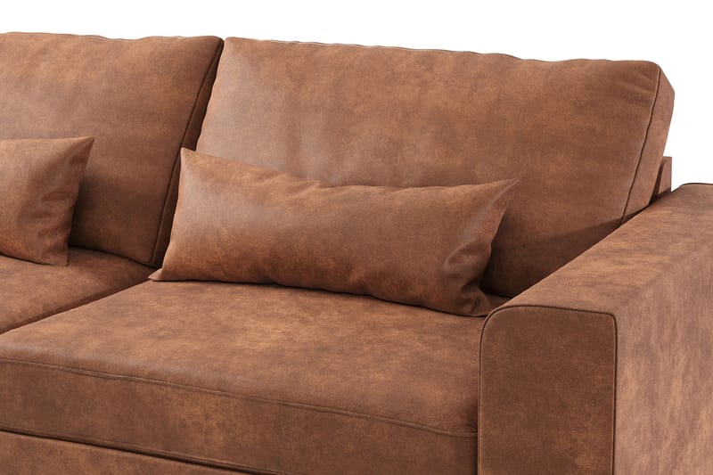 Copenhagen 4-sits Vänstervänd L-formad Divansoffa i Konstläder - Brun - Products - Möbler - Soffa - Divansoffa & schäslongsoffa - 4 sits soffa med divan