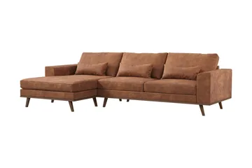 Copenhagen 4-sits Vänstervänd L-formad Divansoffa i Konstläder - Brun - Products - Möbler - Soffa - Divansoffa & schäslongsoffa - 4 sits soffa med divan