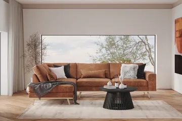 Copenhagen 4-sits Vänstervänd L-formad Divansoffa i Konstläder - Brun - Products - Möbler - Soffa - Divansoffa & schäslongsoffa - 4 sits soffa med divan