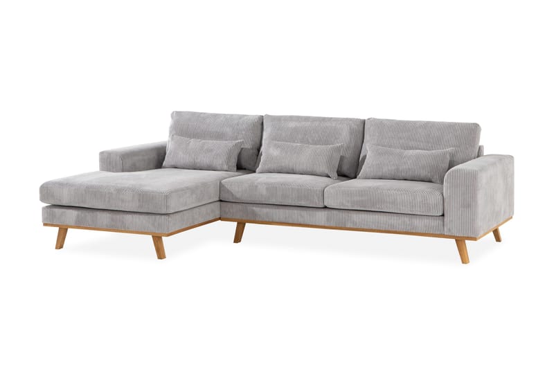 Copenhagen 4-sits Vänstervänd L-formad Divansoffa i Manchester - Ljusgrå - Products - Möbler - Soffa - Divansoffa & schäslongsoffa - 4 sits soffa med divan