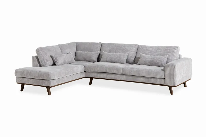 Copenhagen 4-sits Vänstervänd L-formad Divansoffa i Manchester - Ljusgrå - Products - Möbler - Soffa - Divansoffa & schäslongsoffa - 4 sits soffa med divan