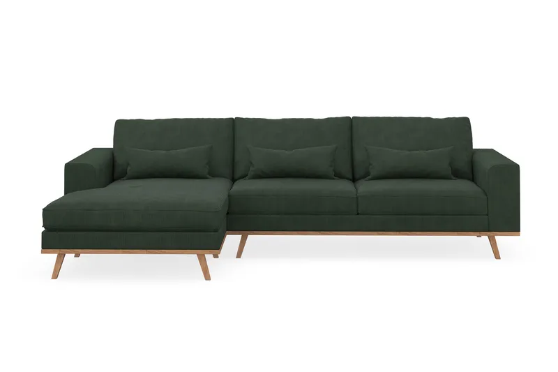 Copenhagen 4-sits Vänstervänd L-formad Divansoffa i Manchester - Mörkgrön - Products - Möbler - Soffa - Divansoffa & schäslongsoffa - 4 sits soffa med divan