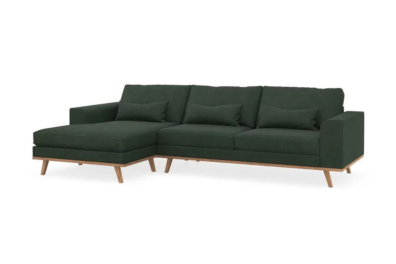 Copenhagen 4-sits Vänstervänd L-formad Divansoffa i Manchester - Mörkgrön - Products - Möbler - Soffa - Divansoffa & schäslongsoffa - 4 sits soffa med divan