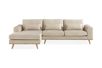 Copenhagen 4-sits Vänstervänd L-formad Divansoffa i Sammet - Beige - Products - Möbler - Soffa - Divansoffa & schäslongsoffa - 4 sits soffa med divan
