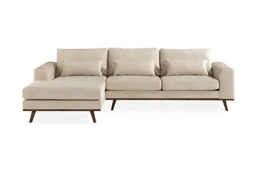 Copenhagen 4-sits Vänstervänd L-formad Divansoffa i Sammet - Beige - Products - Möbler - Soffa - Divansoffa & schäslongsoffa - 4 sits soffa med divan