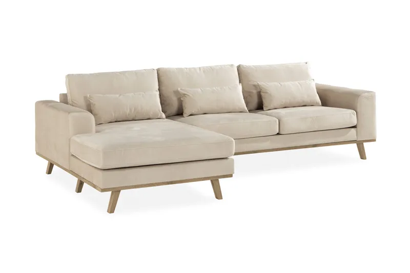 Copenhagen 4-sits Vänstervänd L-formad Divansoffa i Sammet - Beige - Products - Möbler - Soffa - Divansoffa & schäslongsoffa - 4 sits soffa med divan