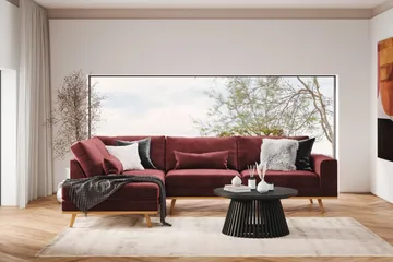 Copenhagen 4-sits Vänstervänd L-formad Divansoffa i Sammet - Lila - Products - Möbler - Soffa - Divansoffa & schäslongsoffa - 4 sits soffa med divan