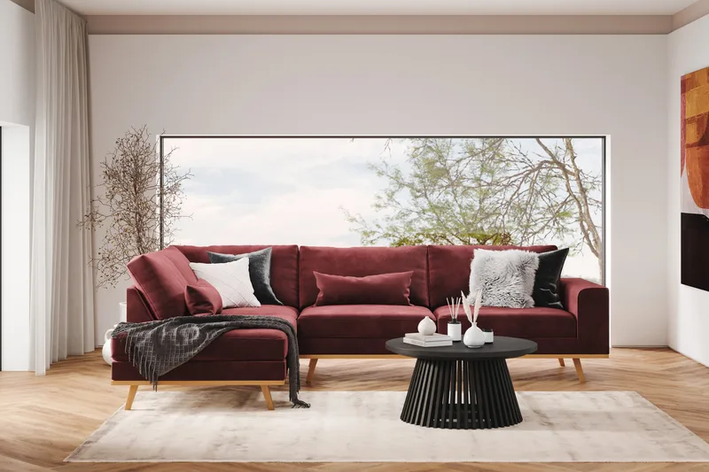 Copenhagen 4-sits Vänstervänd L-formad Divansoffa i Sammet - Lila - Products - Möbler - Soffa - Divansoffa & schäslongsoffa - 4 sits soffa med divan